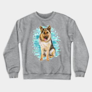 German Shepherd  Watercolor portrait Crewneck Sweatshirt